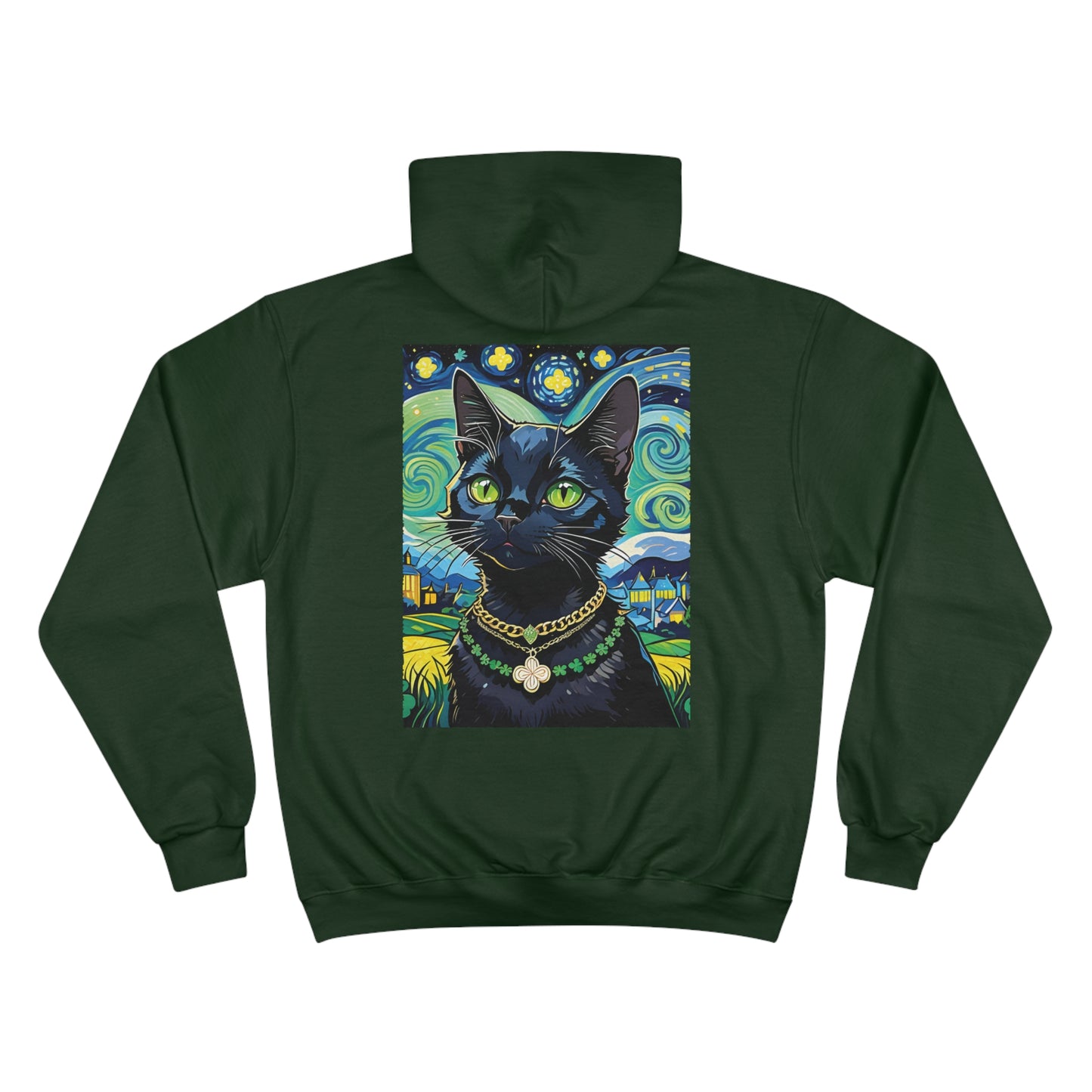 Lucky Black Cat - Portrait Edition - Champion Hoodie
