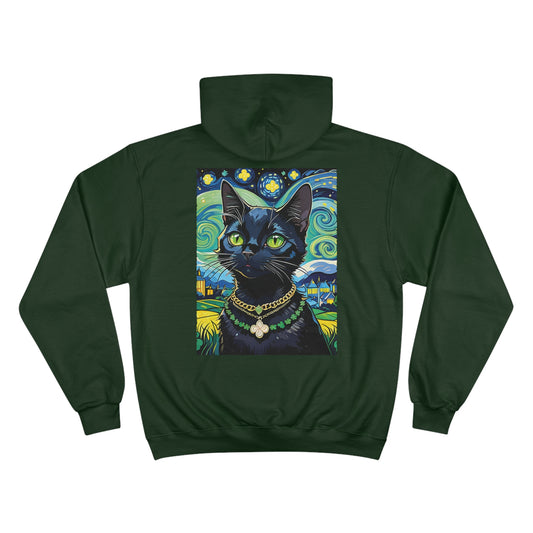 Lucky Black Cat - Portrait Edition - Champion Hoodie