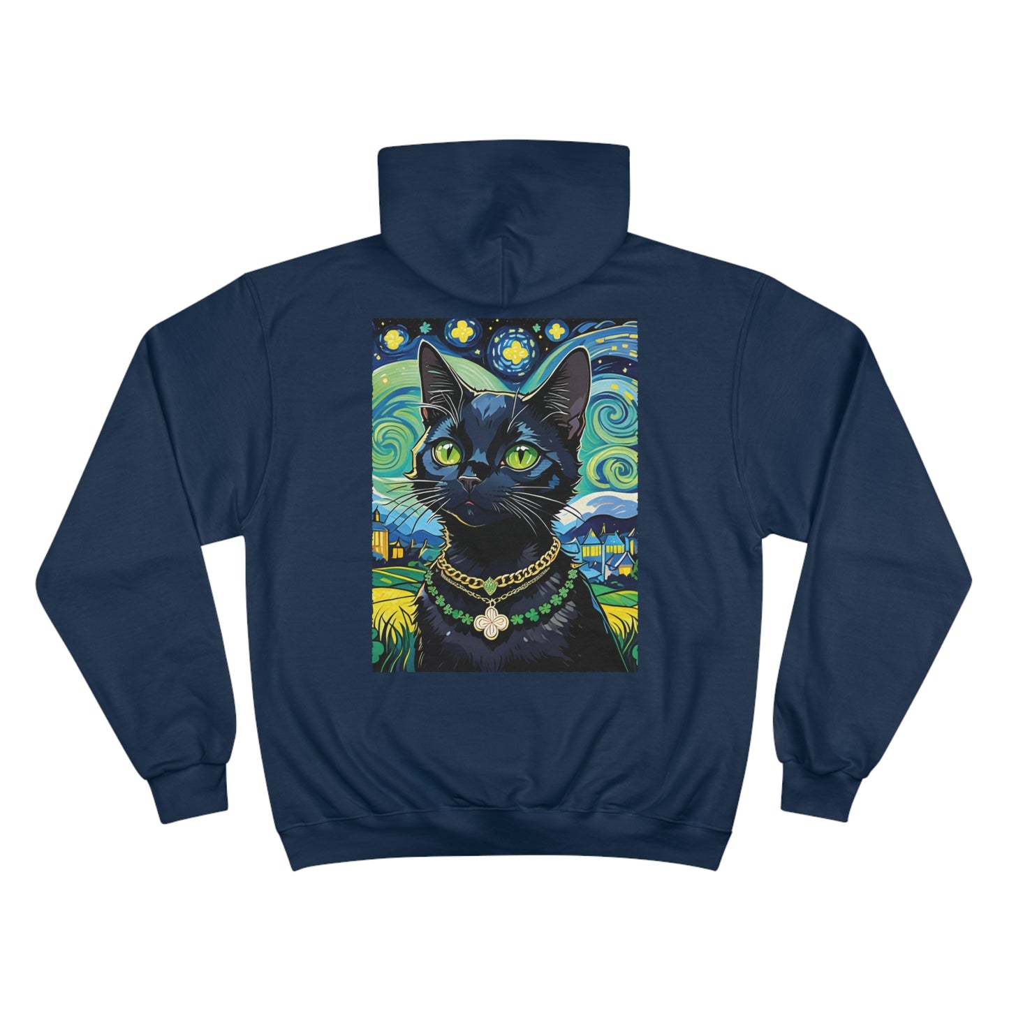 Lucky Black Cat - Portrait Edition - Champion Hoodie