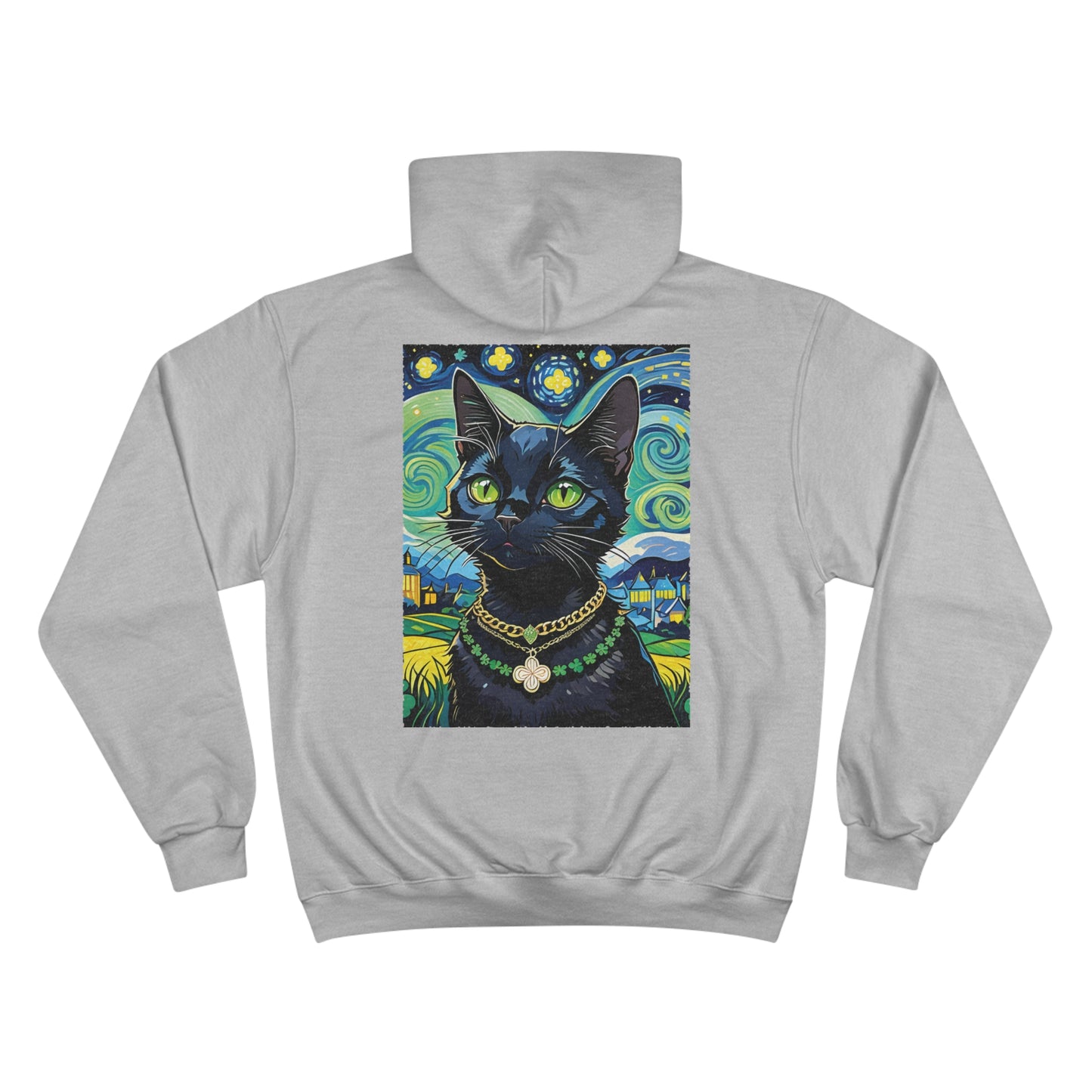 Lucky Black Cat - Portrait Edition - Champion Hoodie