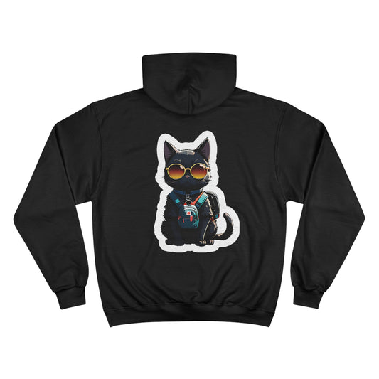 Black Cat - Backpack and Sunglasses Edition - Champion Hoodie