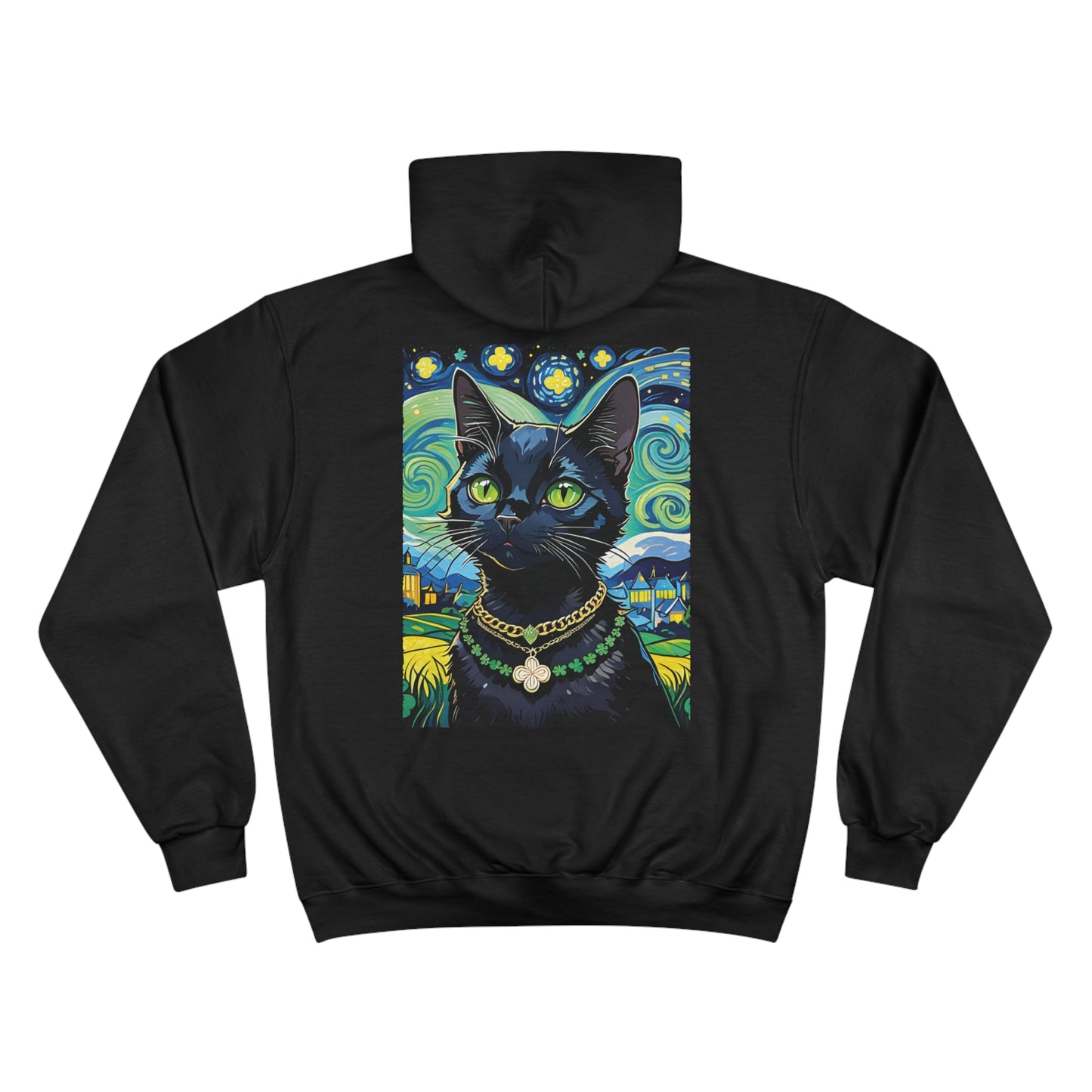 Lucky Black Cat - Portrait Edition - Champion Hoodie